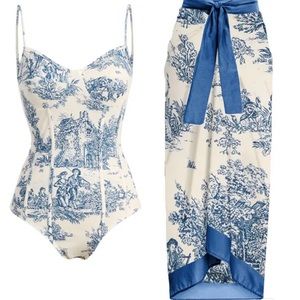 Vintage look swimsuit and coverup